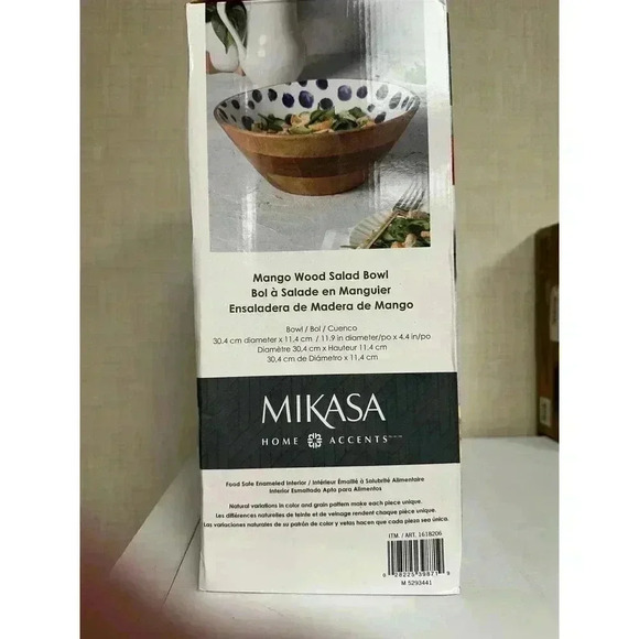 Mikasa Mango Wood Salad Bowl OPEN BOX - Picture 4 of 4
